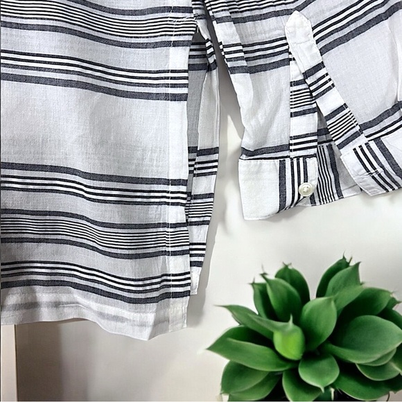 Old Navy Stripe Button Down V Neck Shirt Tunic Top - Picture 10 of 16